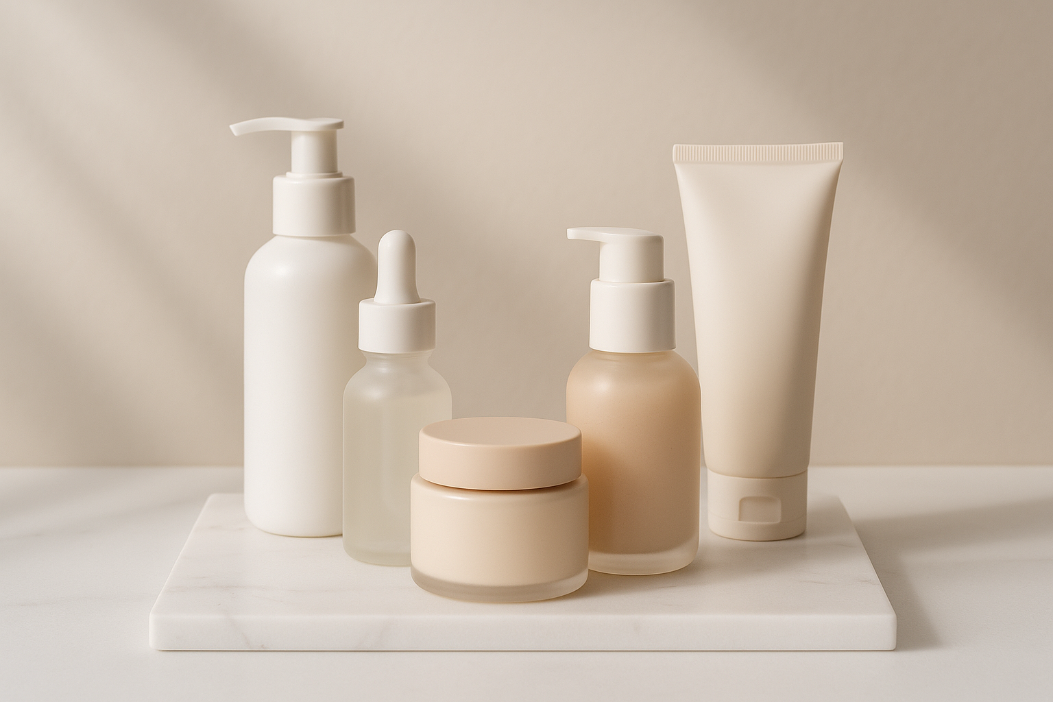 Productos de SkinCare modelando. 